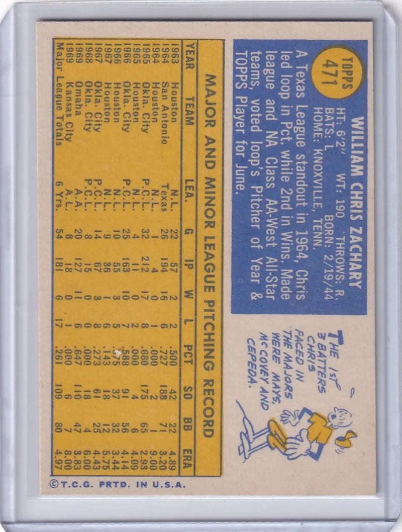1970 Topps Baseball #471 Chris Zachary - Kansas City Royals