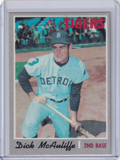 Topps Baseball card of Dick McAuliffe showcasing Detroit Tigers player with bat