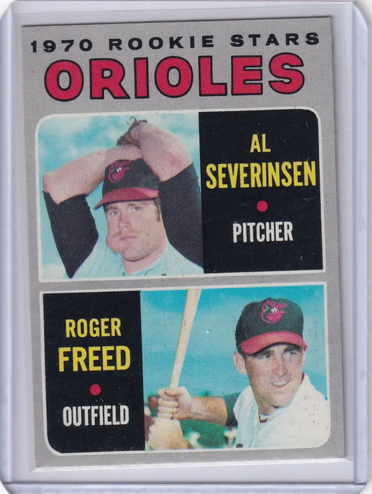 1970 Topps Baseball #477 Orioles Rookies - Al Severinsen / Roger Freed RC - Baseball Card Single