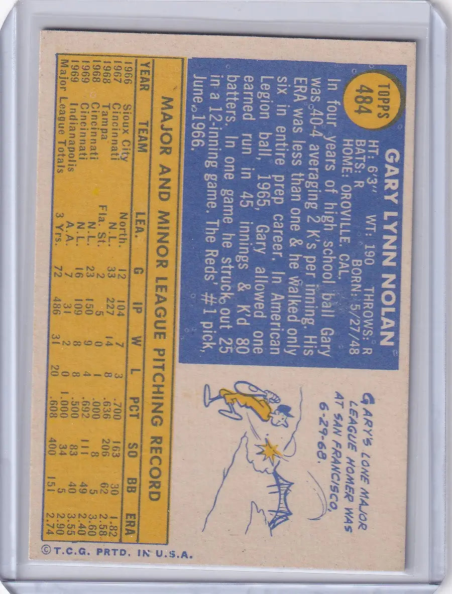 1970 Topps Baseball #484 Gary Nolan - Cincinnati Reds
