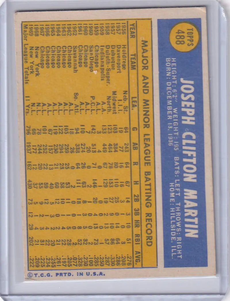 1970 Topps Baseball #488 J.C. Martin - New York Mets
