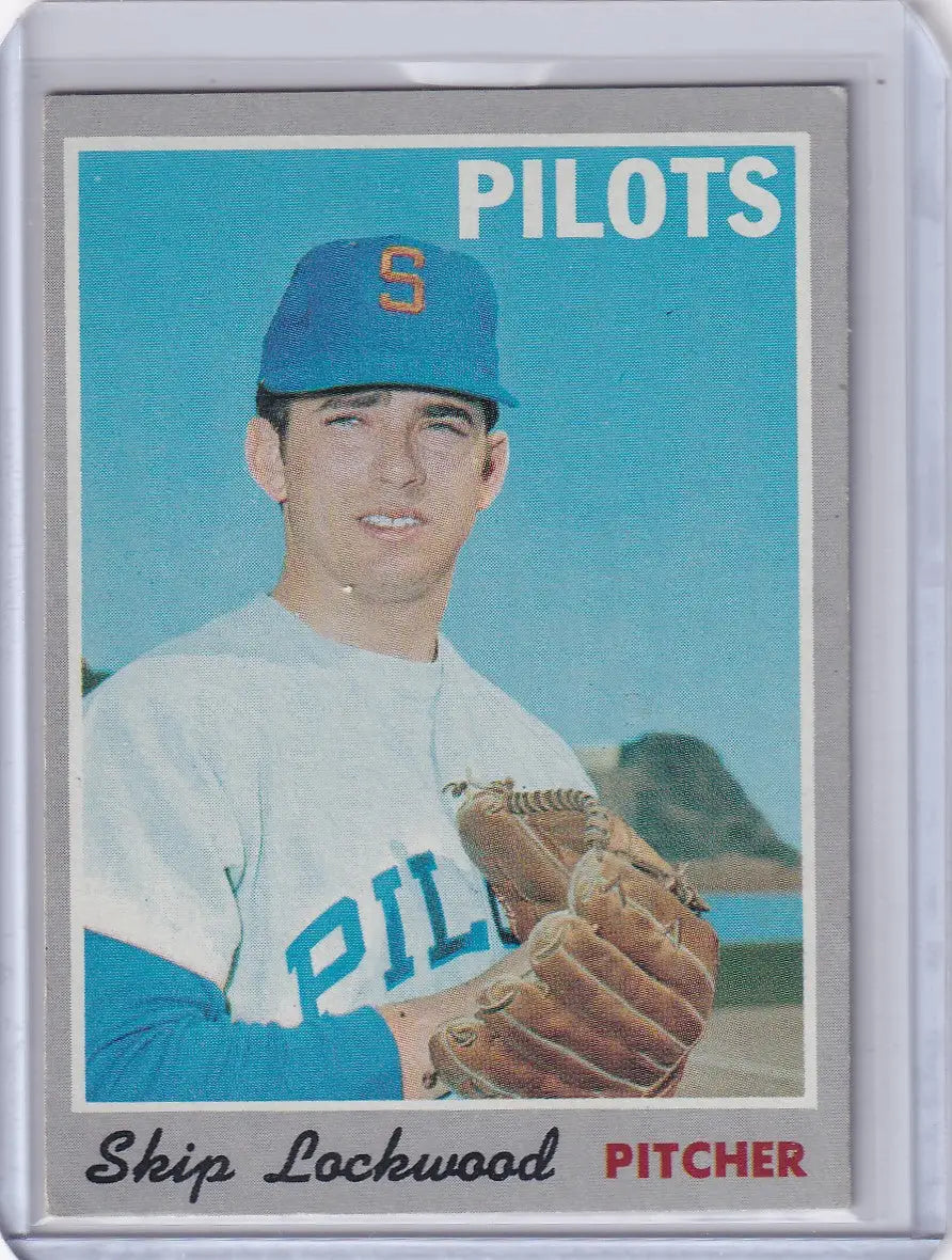 1970 Topps Baseball card of Seattle Pilots pitcher Skip Lockwood