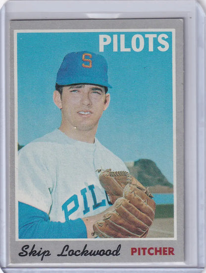 1970 Topps Baseball card of Seattle Pilots pitcher Skip Lockwood