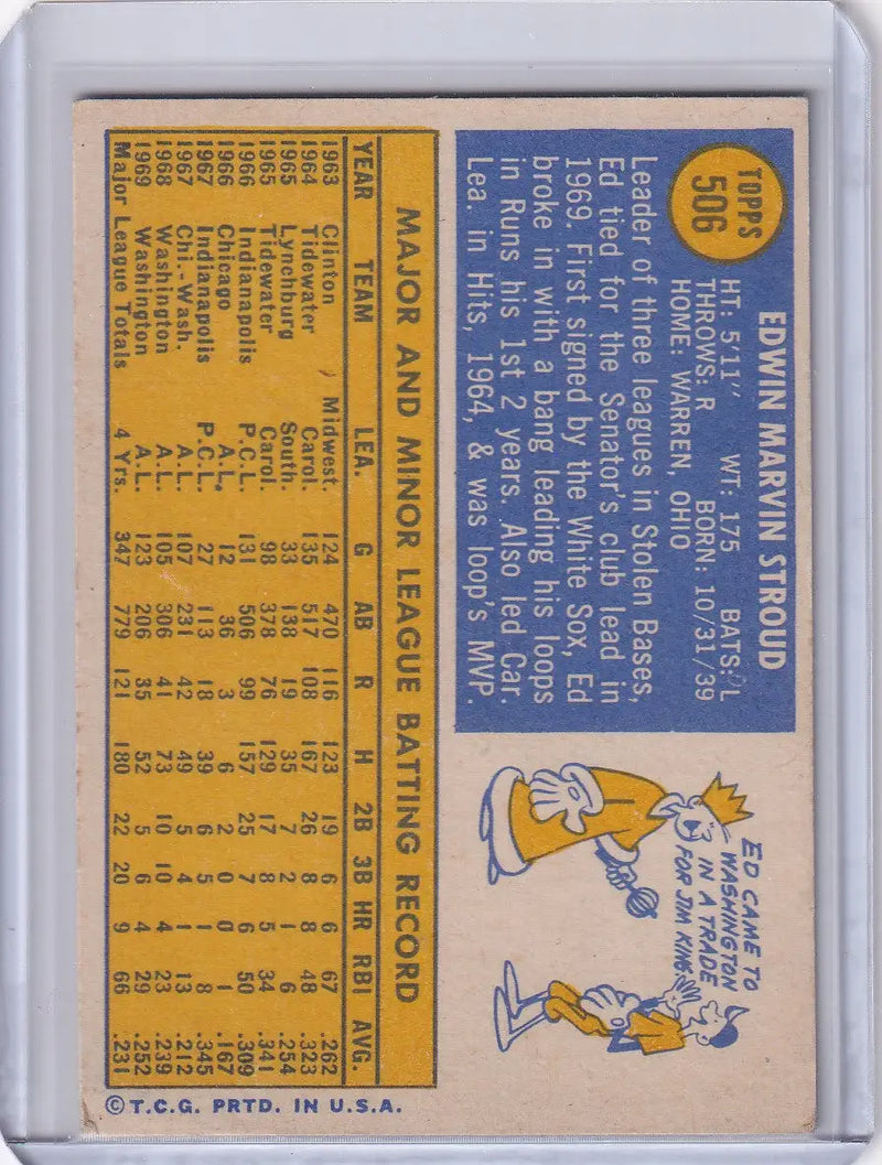 1970 Topps Baseball #506 Ed Stroud - Washington Senators