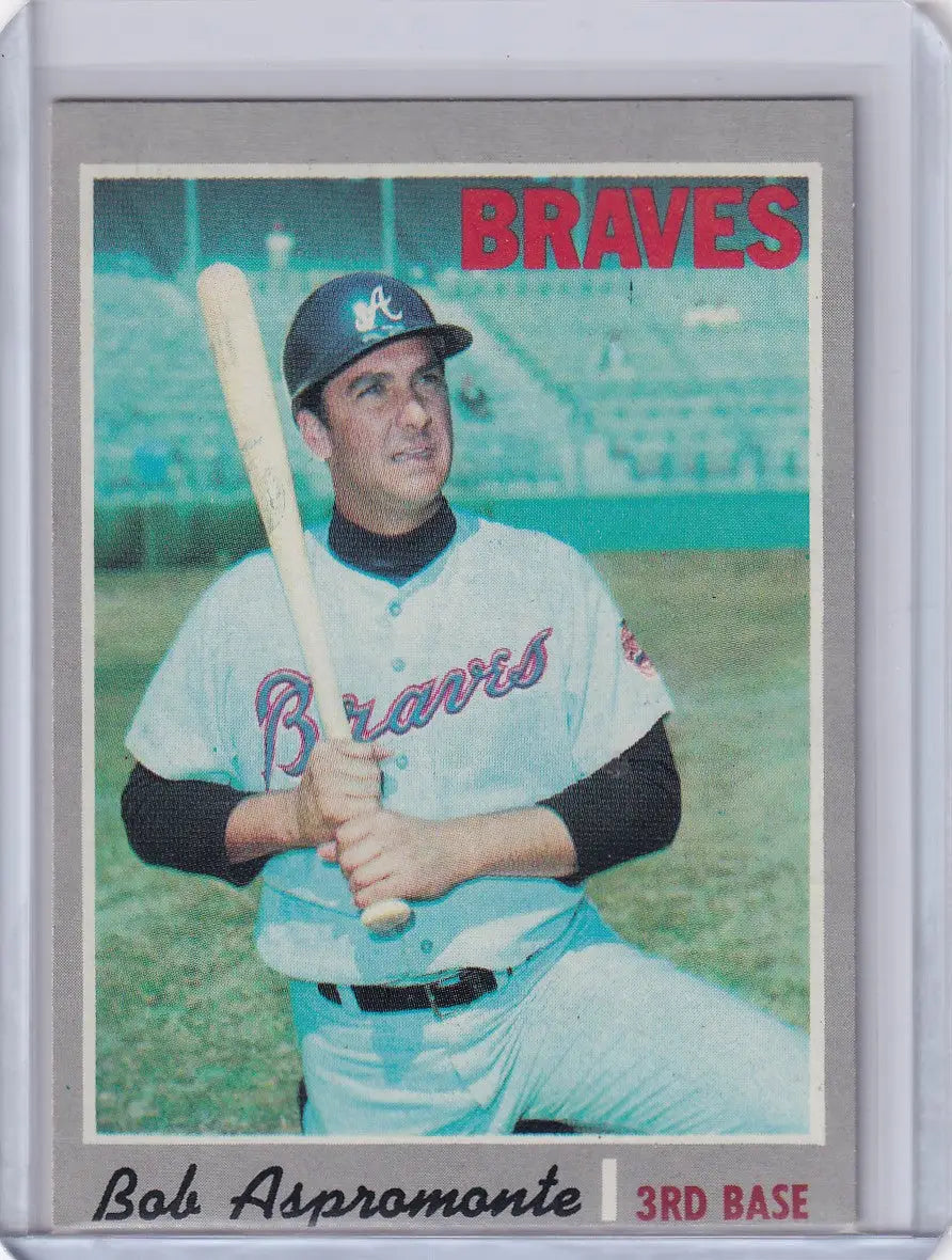 Baseball card of Bob Aspromonte with bat for Topps Baseball, Atlanta Braves