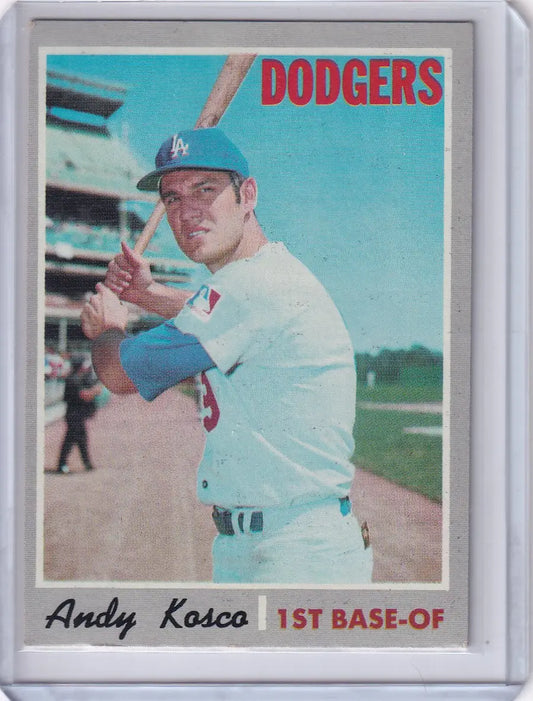 Baseball card of Andy Kosco in batting stance for Los Angeles Dodgers - Topps Baseball