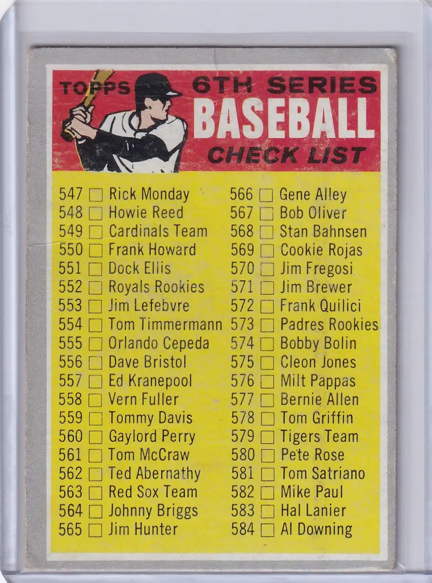 1970 Topps Baseball #542 6th Series Checklist (#547-633)