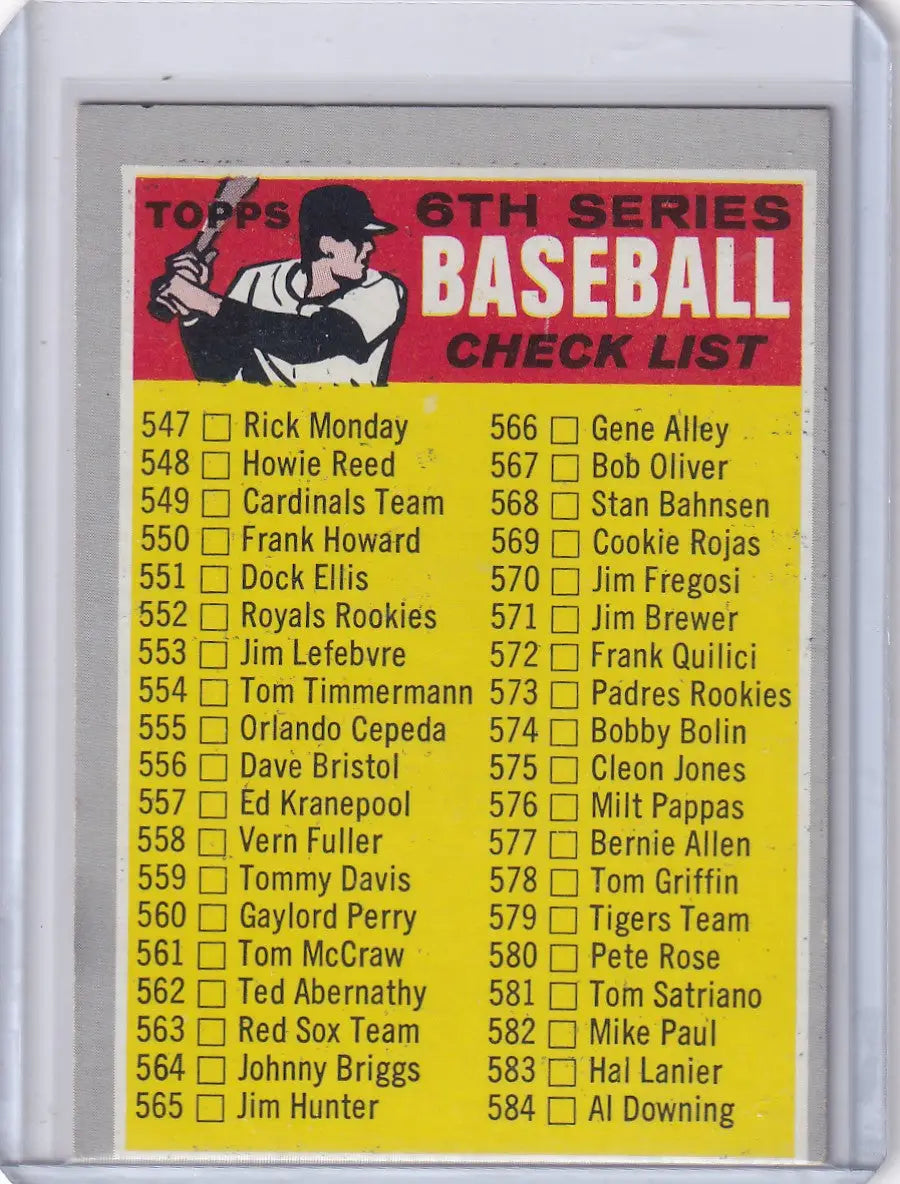 1970 Topps Baseball #542 6th Series Checklist (#547-633)