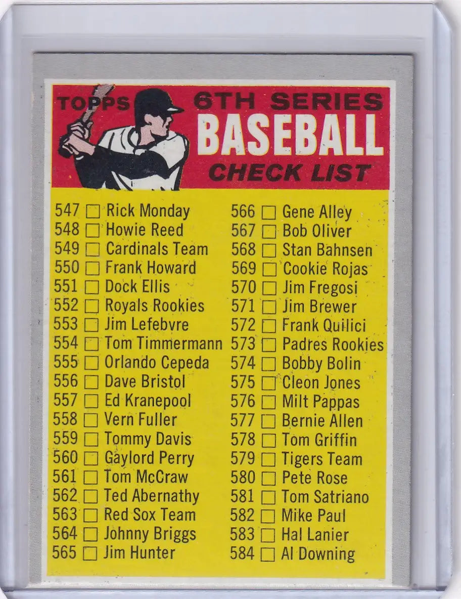 1970 Topps Baseball #542 6th Series Checklist (#547-633)