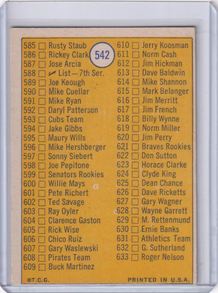 1970 Topps Baseball 6th Series Checklist for Topps Baseball card collection