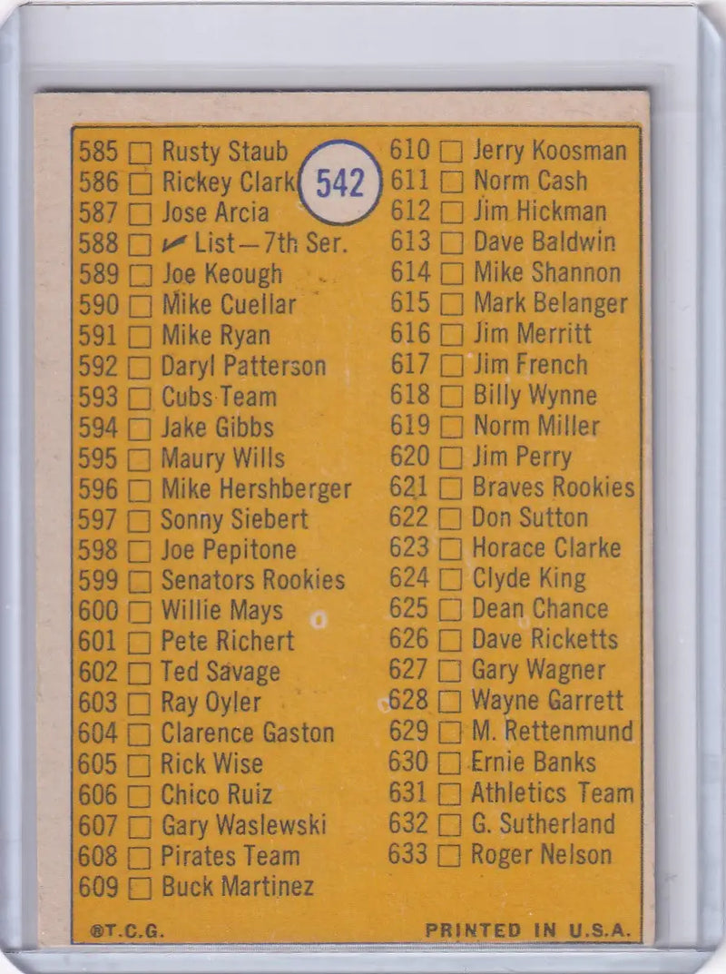 1970 Topps Baseball 6th Series Checklist for Topps Baseball card collection
