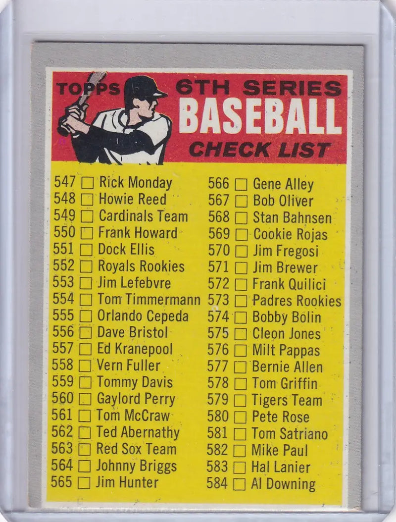 1970 Topps Baseball #542 6th Series Checklist (#547-633)