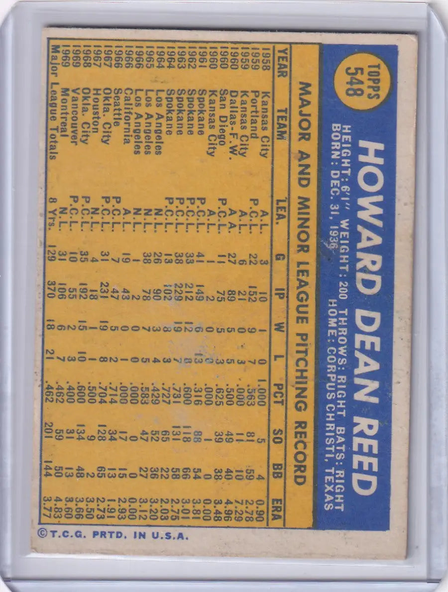 1970 Topps Baseball #548 Howie Reed - Montreal Expos
