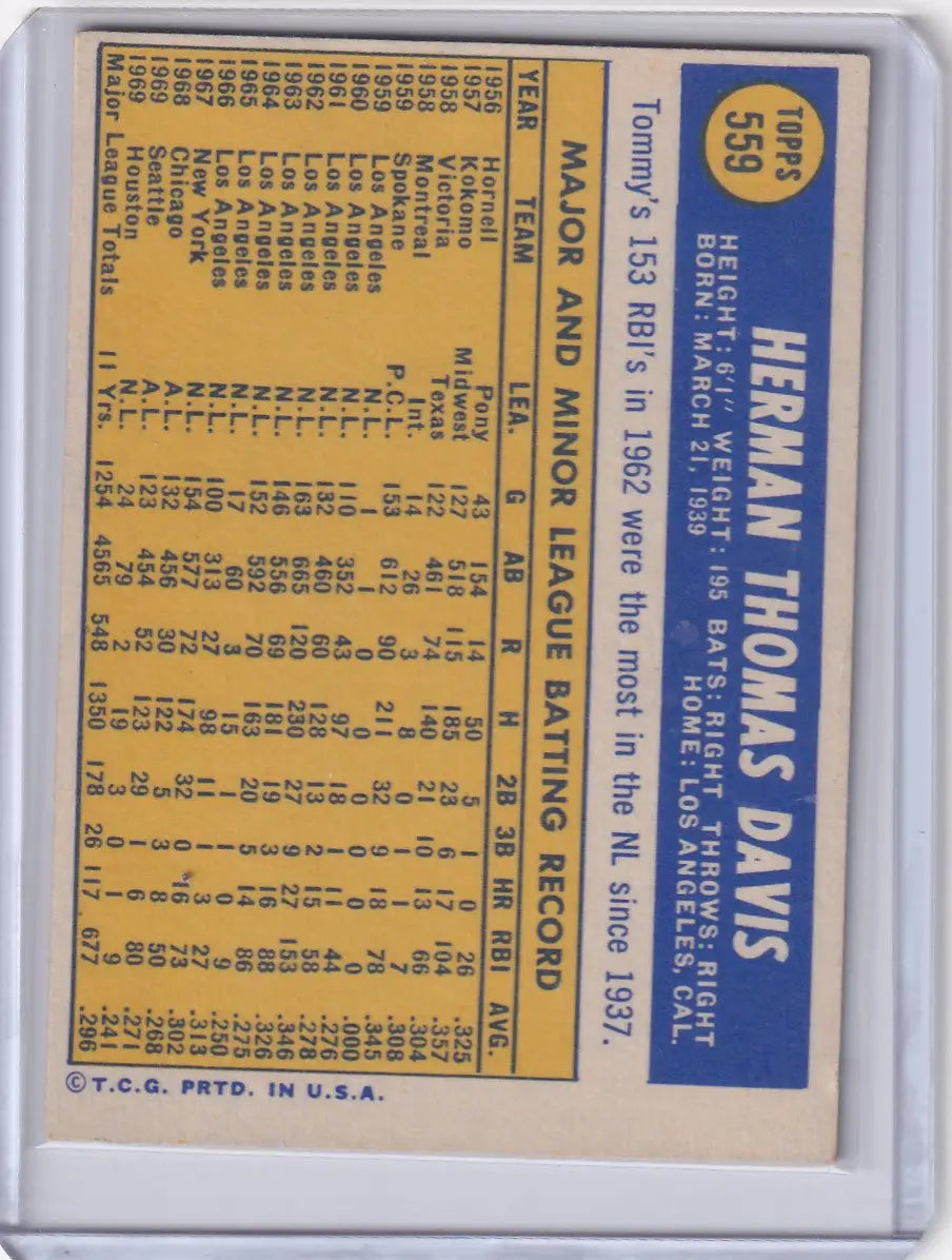 1970 Topps Baseball #559 Tommy Davis - Houston Astros