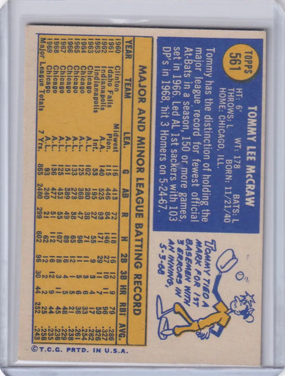 1970 Topps Baseball #561 Tom McCraw card featuring Chicago White Sox player statistics