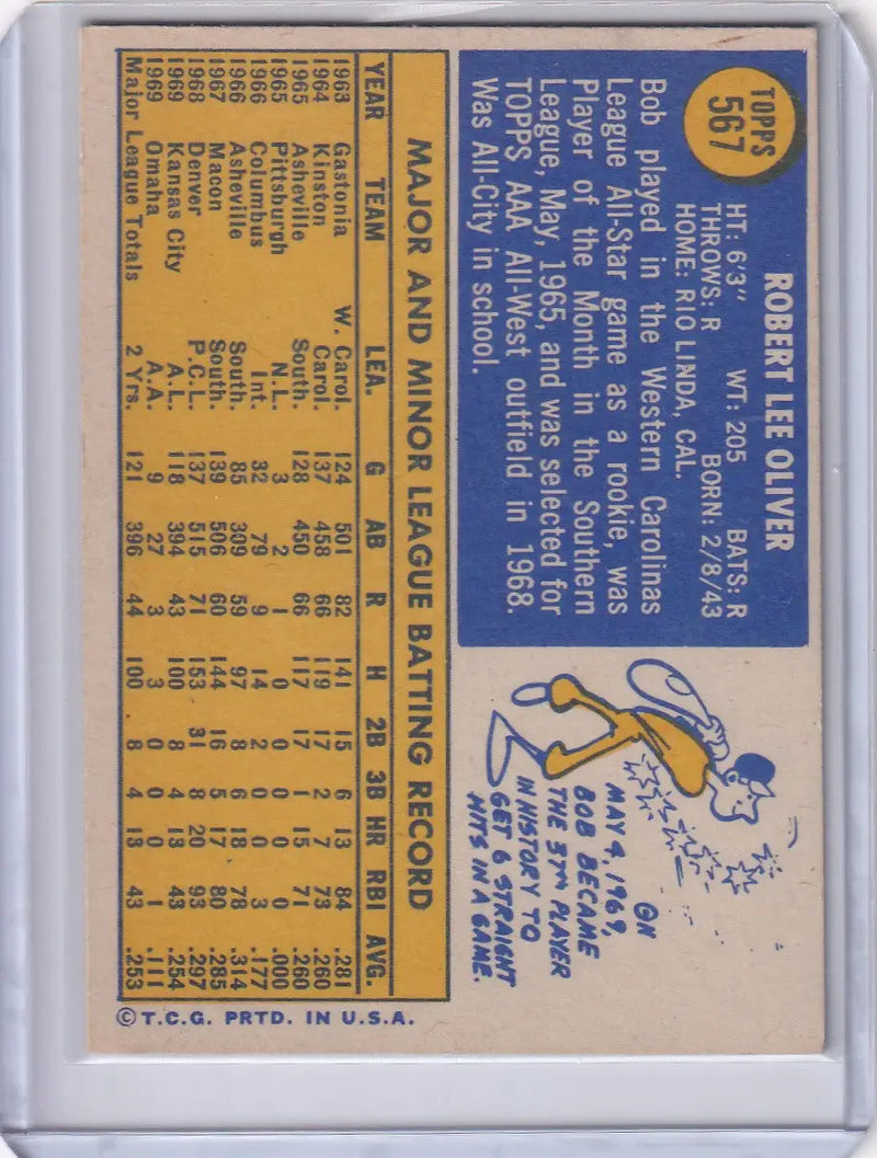 1970 Topps Baseball #567 Bob Oliver - Kansas City Royals