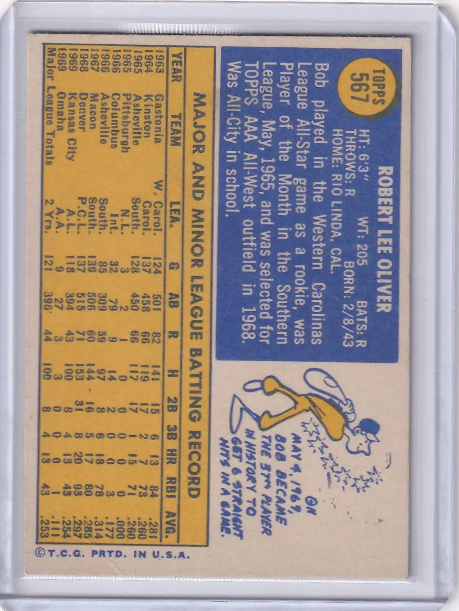 1970 Topps Baseball #567 Bob Oliver - Kansas City Royals