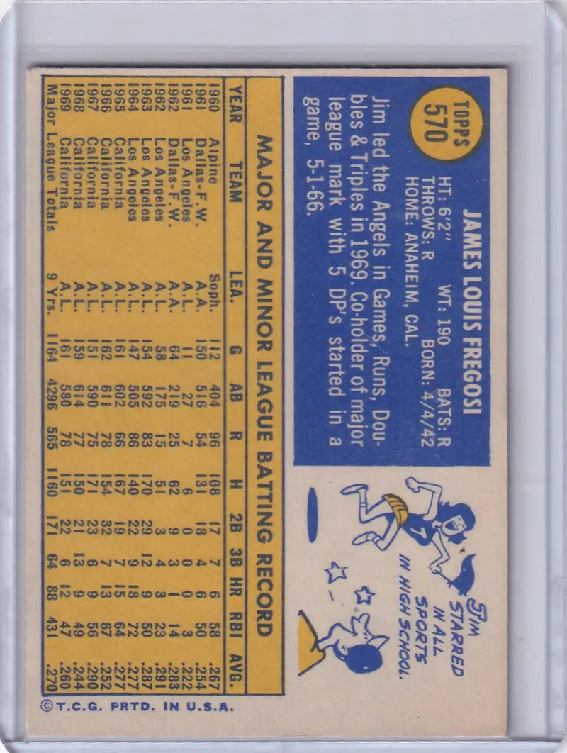 1970 Topps Baseball #570 Jim Fregosi - California Angels - Baseball Card Single