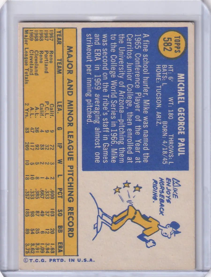 1970 Topps Baseball #582 Mike Paul - Cleveland Indians
