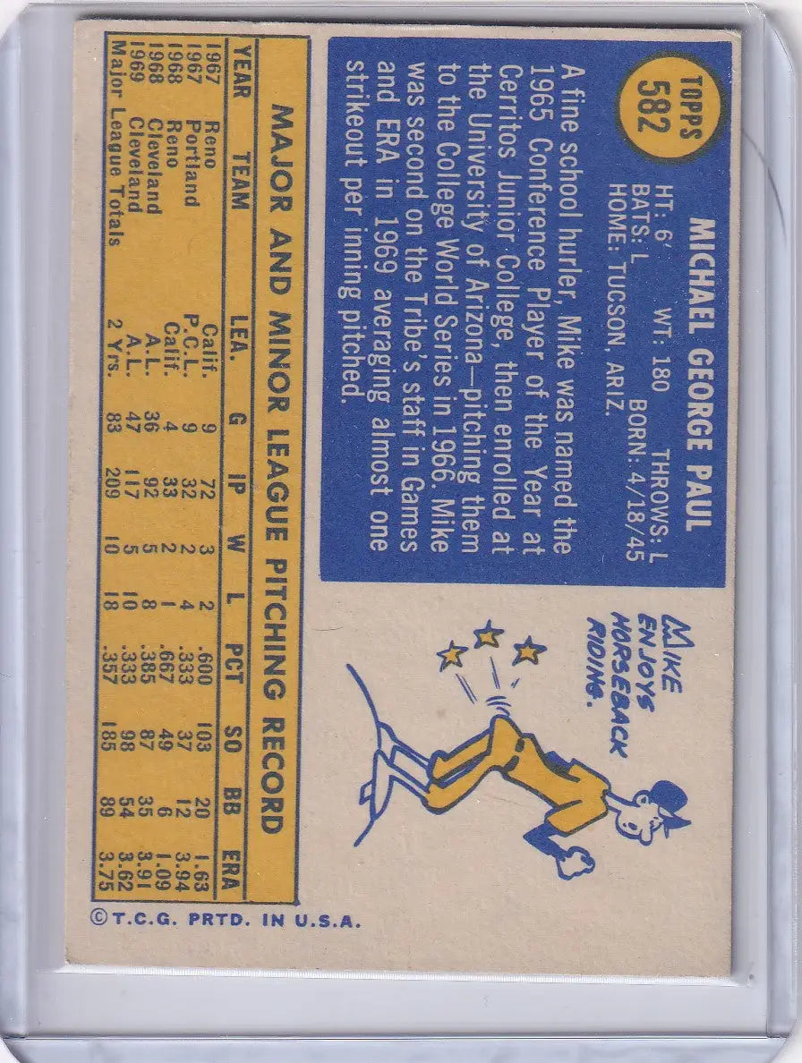 1970 Topps Baseball #582 Mike Paul - Cleveland Indians