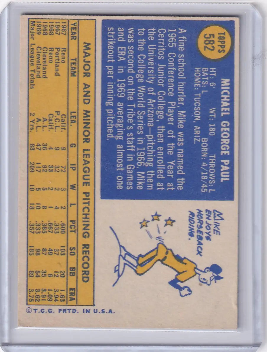 1970 Topps Baseball #582 Mike Paul - Cleveland Indians - Baseball Card Single