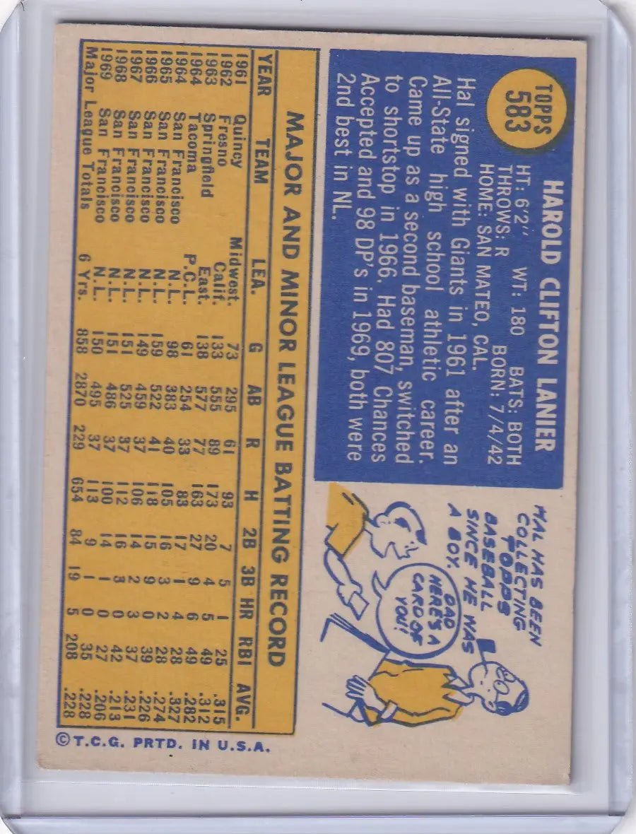 1970 Topps Baseball #583 Hal Lanier - San Francisco Giants