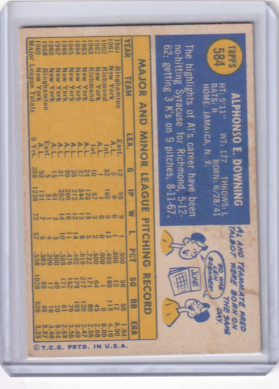 1970 Topps Baseball #584 Al Downing - Oakland Athletics