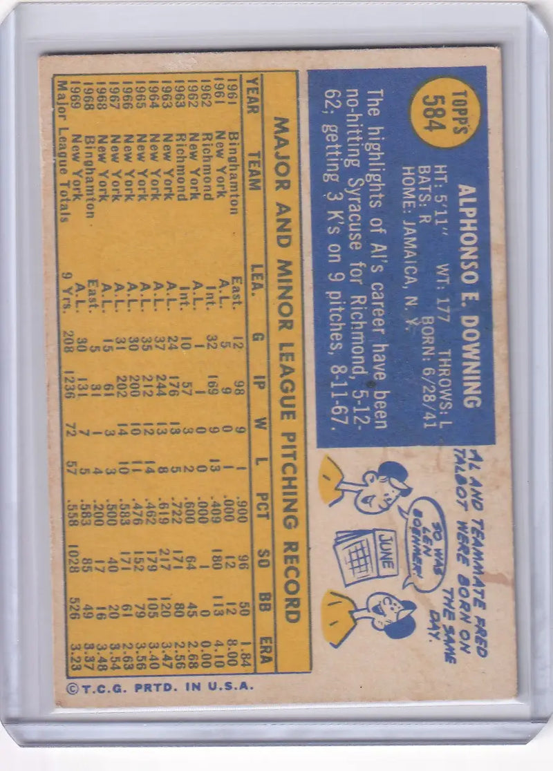 1970 Topps Baseball #584 Al Downing - Oakland Athletics
