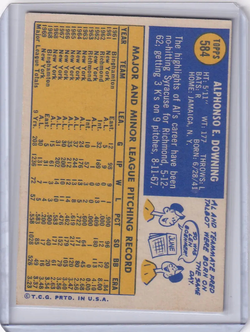 1970 Topps Baseball #584 Al Downing - Oakland Athletics