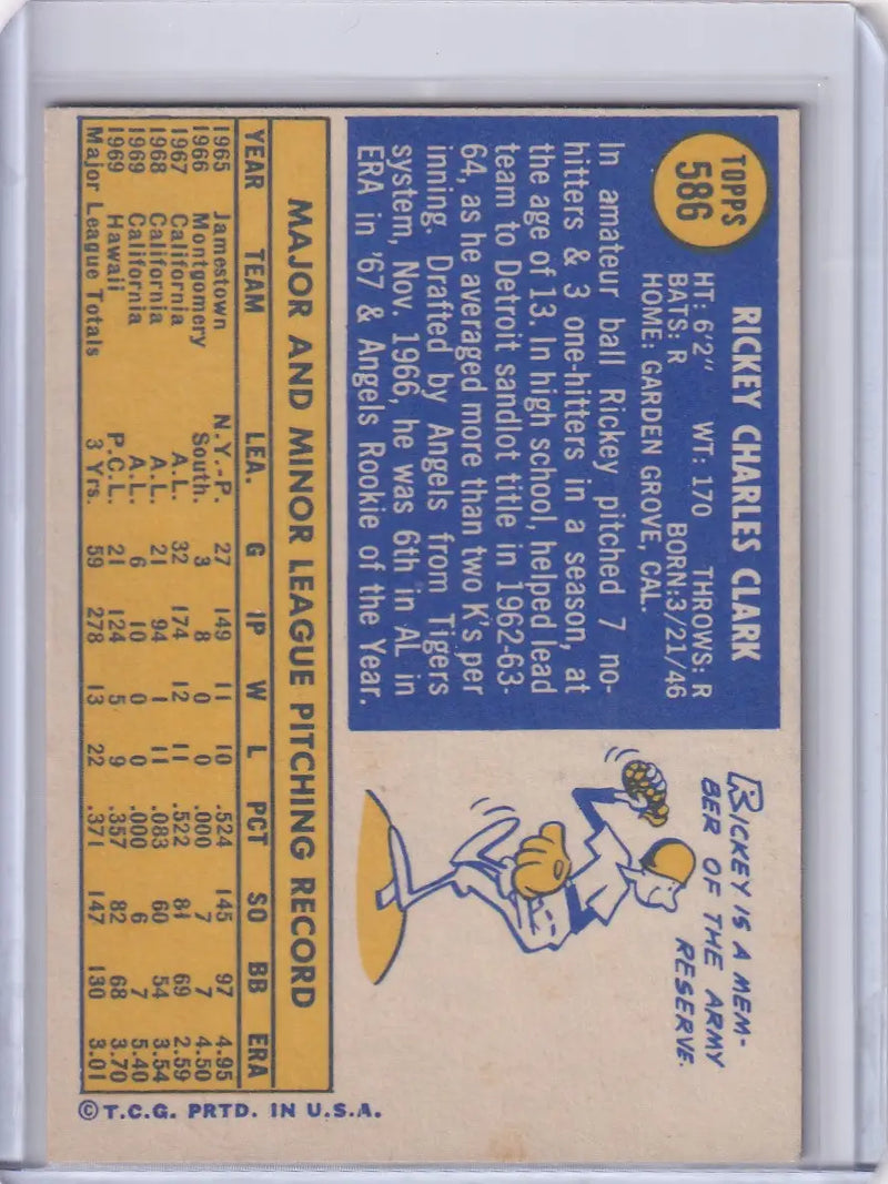 1970 Topps Baseball #586 Rickey Clark - California Angels RC