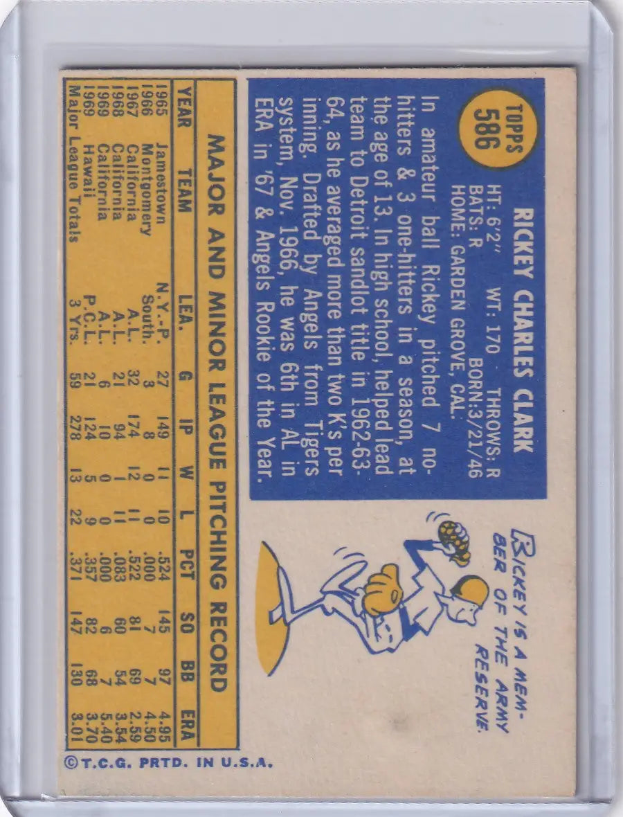 1970 Topps Baseball #586 Rickey Clark - California Angels RC