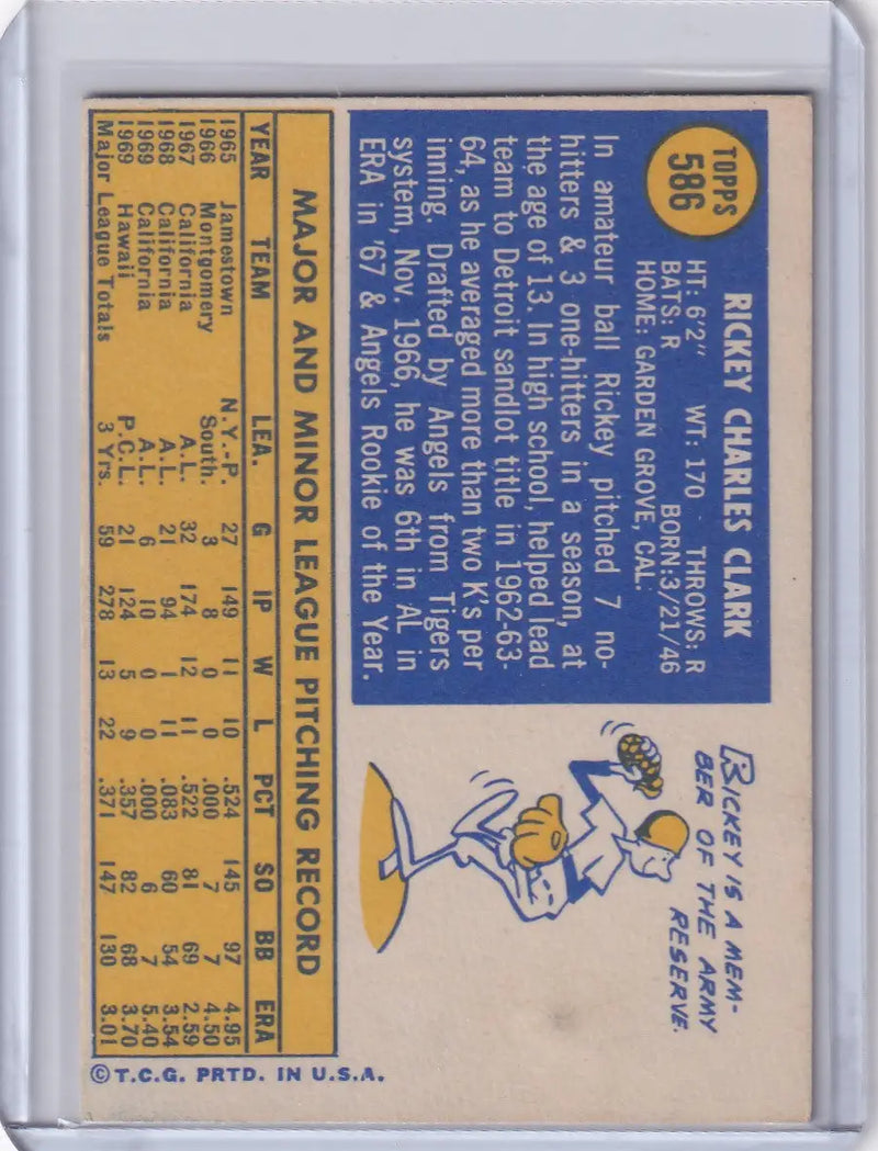 1970 Topps Baseball #586 Rickey Clark - California Angels RC