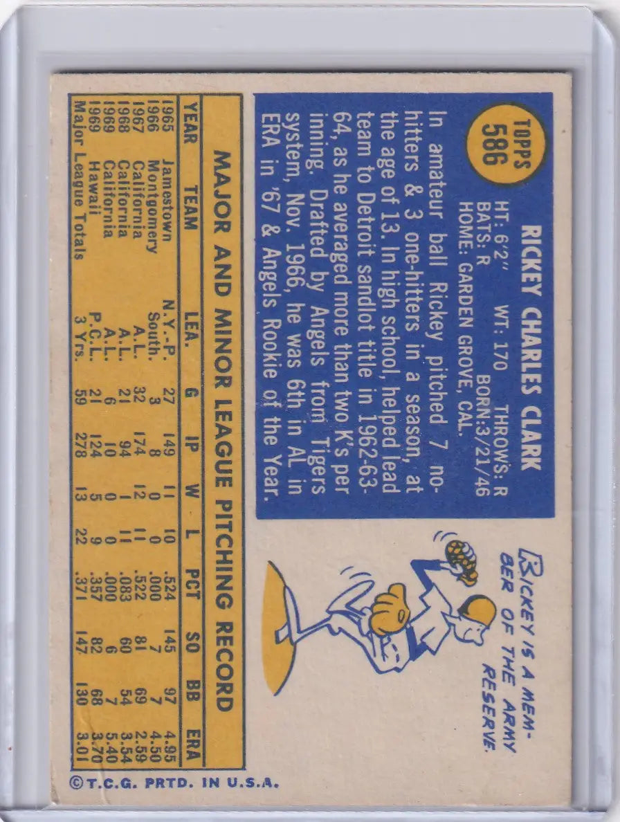 1970 Topps Baseball #586 Rickey Clark - California Angels RC