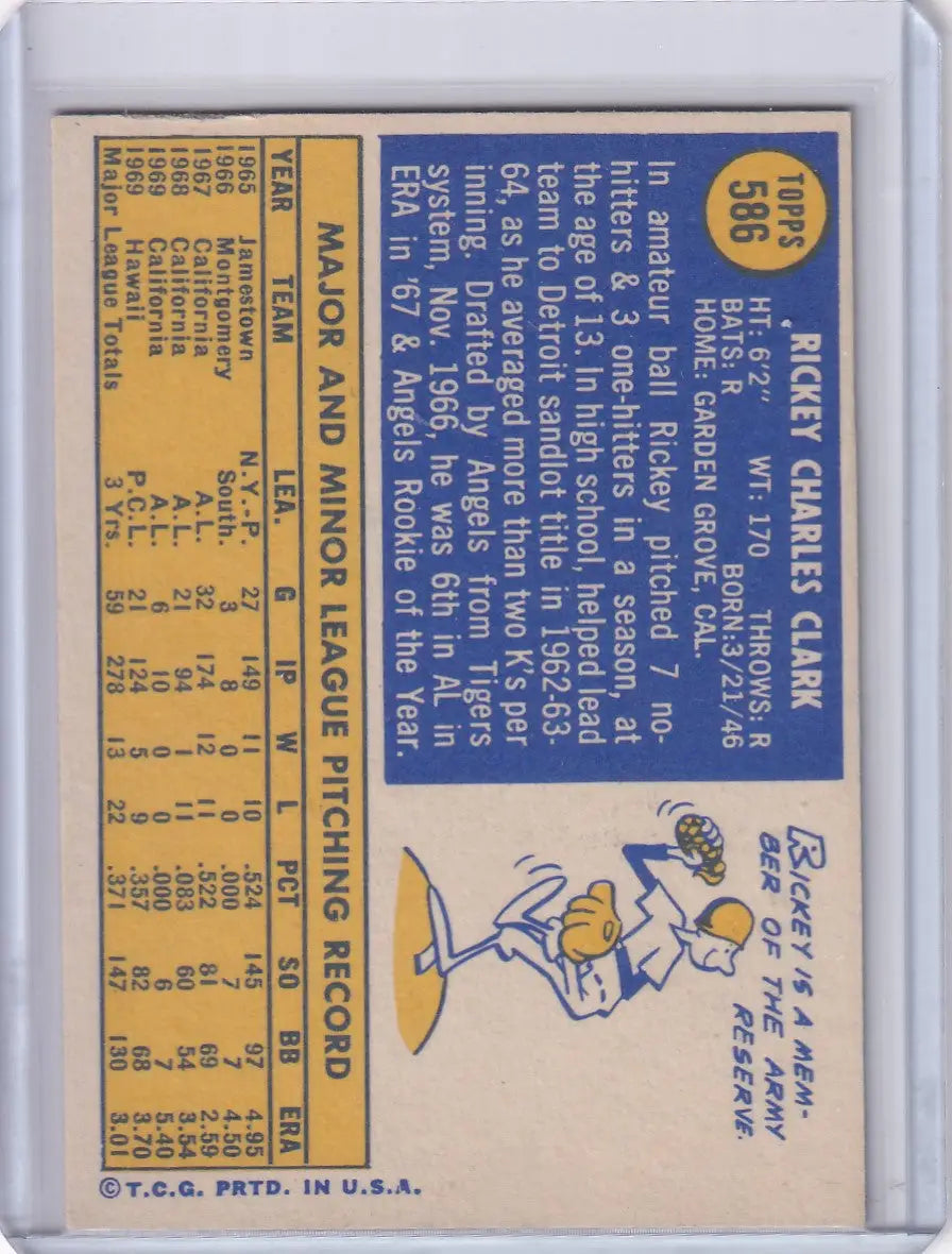 1970 Topps Baseball #586 Rickey Clark - California Angels RC - Baseball Card Single