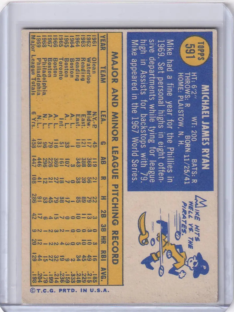 1970 Topps Baseball #591 Mike Ryan - Philadelphia Phillies