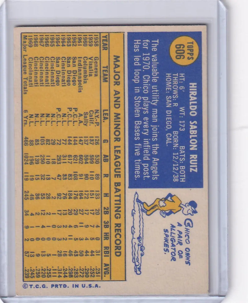 1970 Topps Baseball #606 Chico Ruiz - California Angels