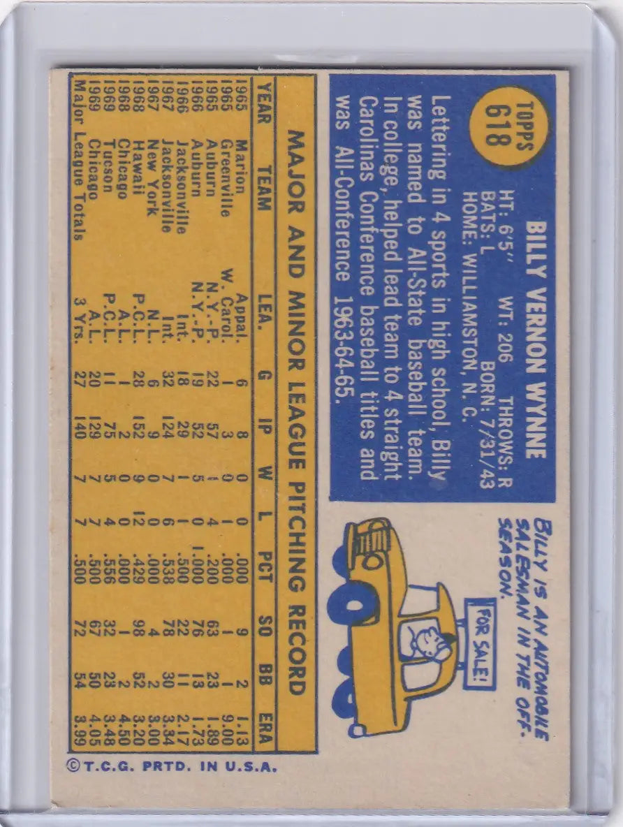 1970 Topps Baseball #618 Billy Wynne - Chicago White Sox RC