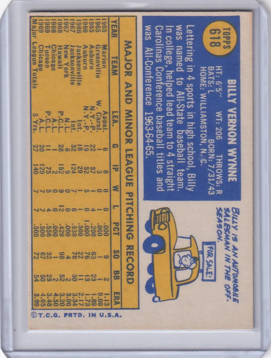 1970 Topps Baseball #618 Billy Wynne - Chicago White Sox RC