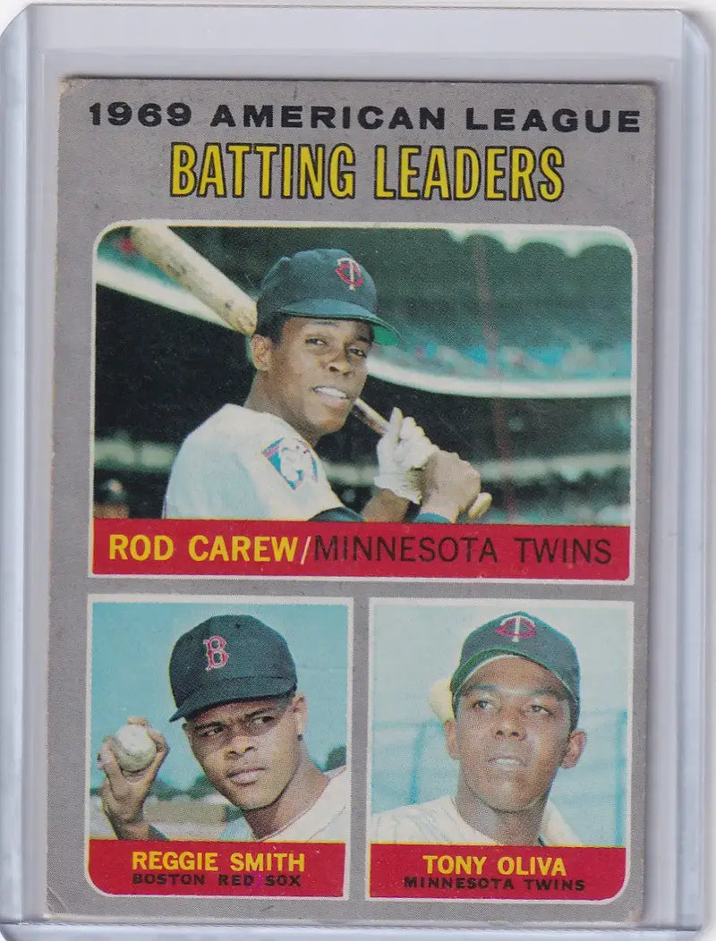 1970 Topps Baseball #62 AL 1969 Batting Leaders - Rod Carew / Smith / Tony Oliva
