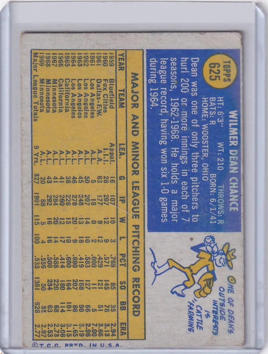 1970 Topps Baseball #625 Dean Chance - Cleveland Indians