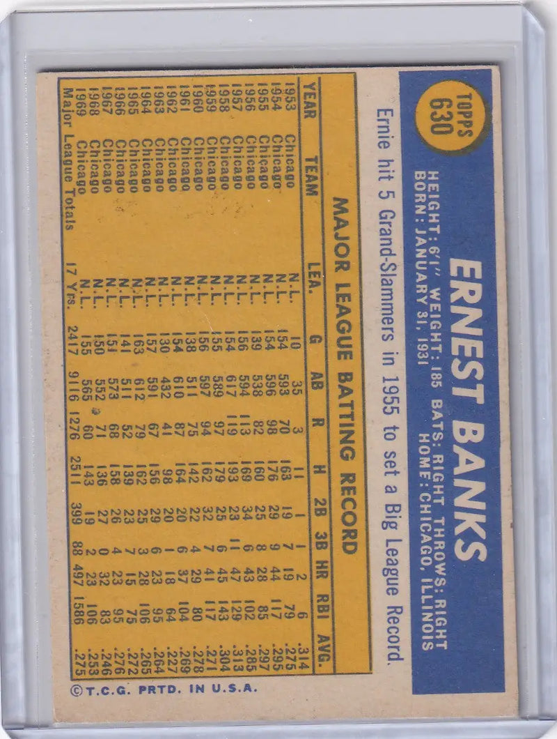 1970 Topps Baseball #630 Ernie Banks - Chicago Cubs