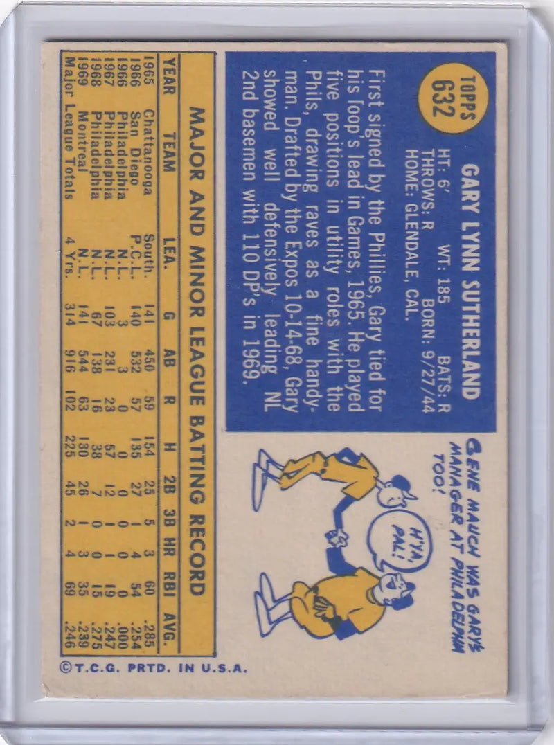 1970 Topps Baseball #632 Gary Sutherland - Montreal Expos