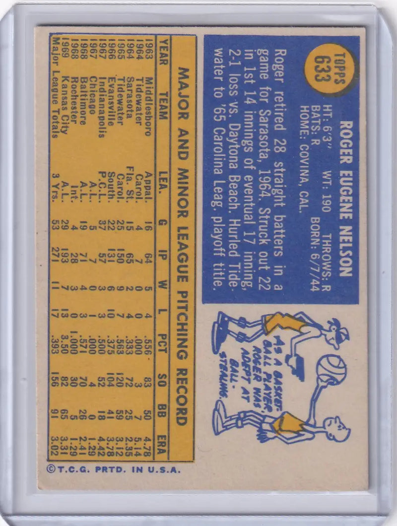 1970 Topps Baseball #633 Roger Nelson - Kansas City Royals