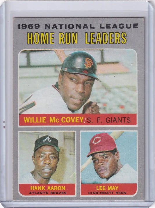 1970 Topps Baseball #65 NL 1969 Home Run Leaders - McCovey / Aaron / May - Baseball Card Single
