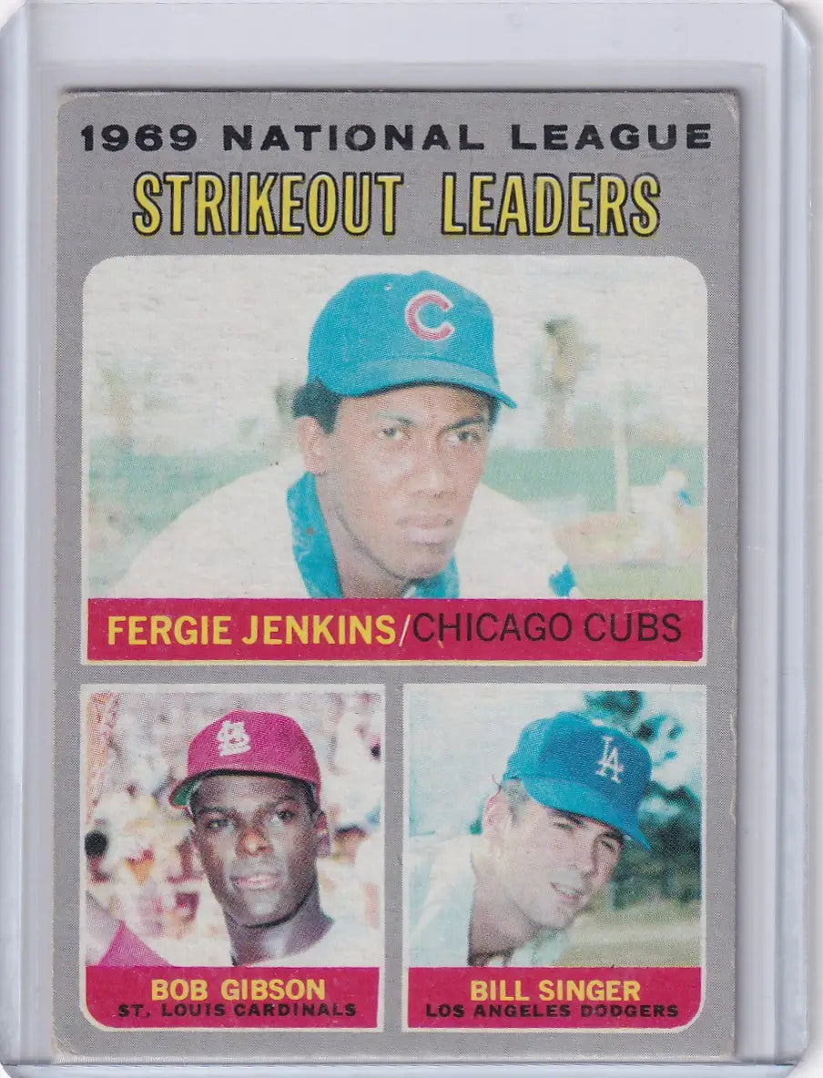 1970 Topps Baseball #71 NL 1969 Strikeout Leaders - Jenkins / Gibson / Singer