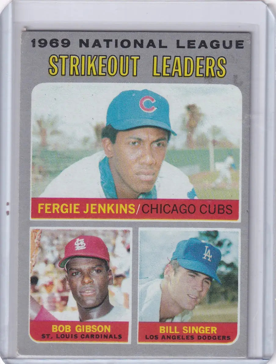 1970 Topps Baseball #71 NL 1969 Strikeout Leaders - Jenkins / Gibson / Singer