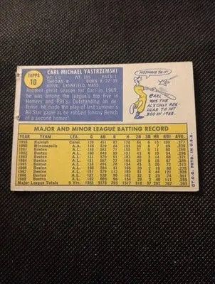 1970 Topps - Carl Yastrzemski #10. Red Sox. VG pin holes - Baseball Card Single