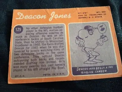 1970 Topps - Deacon Jones #125. Deep crease. HOF legend! LA Rams. VG - Football Card Single