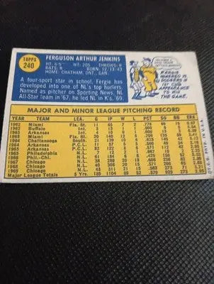 1970 Topps - Fergie Jenkins #240. Cubs. low left corner. VG+
