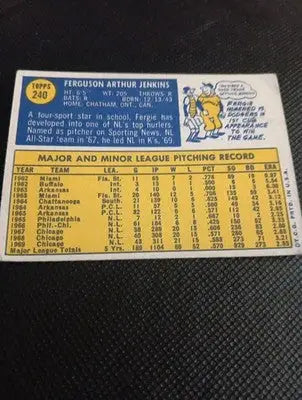 1970 Topps - Fergie Jenkins #240. Cubs. low left corner. VG+